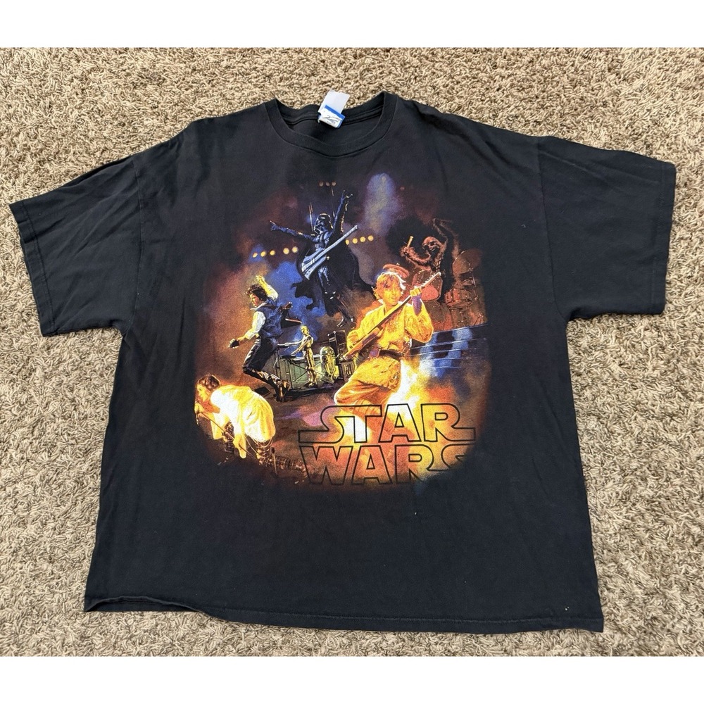 Vintage Star Wars T Shirt Black Rock Band Concert Music Adult Y2K Mens Size 2XL